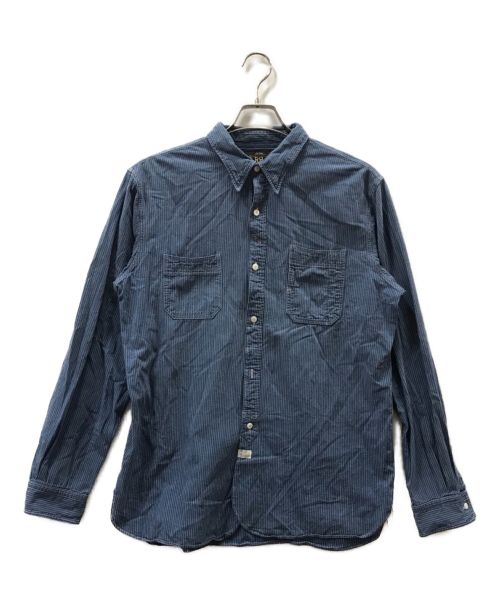 RRL（ダブルアールエル）RRL (ダブルアールエル) ヒッコリーワークシャツ ブルー サイズ:Lの古着・服飾アイテム