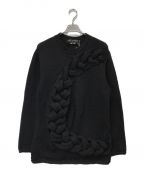 COMME des GARCONS HOMME PLUSコムデギャルソンオムプリュス）の古着「Front Cross Pattern Crew Knit プルオーバー ニット」｜ブラック