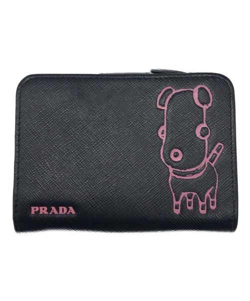 PRADA（プラダ）PRADA (プラダ) 2つ折り財布 ブラック×ピンク サイズ:下記参照の古着・服飾アイテム