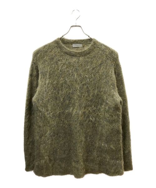 Yohji Yamamoto pour homme（ヨウジヤマモト プールオム）Yohji Yamamoto pour homme (ヨウジヤマモト プールオム) 10G HALF CARDIGAN FUR FINISH CREW NECK カーキ サイズ:3の古着・服飾アイテム