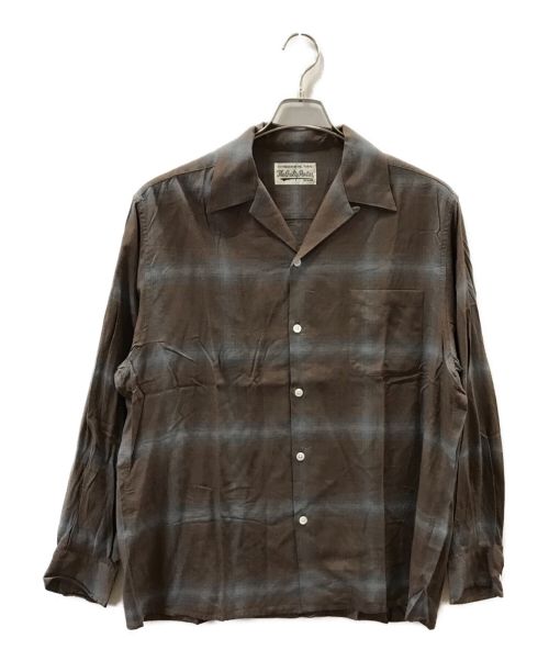 WACKO MARIA（ワコマリア）WACKO MARIA (ワコマリア) OMBRAY CHECK OPEN COLLAR SHIRTS L/S ブラウン サイズ:Lの古着・服飾アイテム