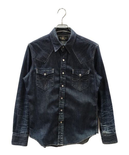 RRL（ダブルアールエル）RRL (ダブルアールエル) バッファローウエスタンデニムシャツ ネイビー サイズ:Mの古着・服飾アイテム