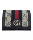 GUCCIグッチ）の古着「GG コンパクトウォレット」｜ベージュ×ネイビー