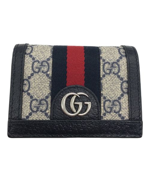 GUCCI（グッチ）GUCCI (グッチ) GG コンパクトウォレット ベージュ×ネイビー サイズ:下記参照の古着・服飾アイテム