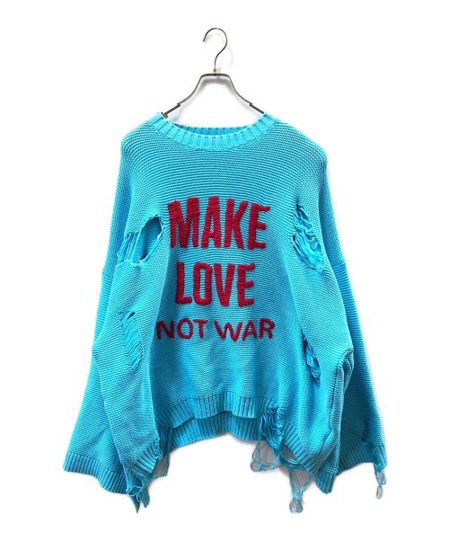 TTT MSW（ティー）TTT MSW (ティー) Make Love Over Size Damage Knit ブルー サイズ:Mの古着・服飾アイテム