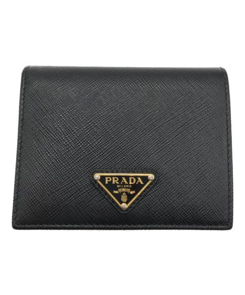 PRADA（プラダ）PRADA (プラダ) SAFFIANO トライアングル二つ折り財布 ブラック サイズ:下記参照の古着・服飾アイテム