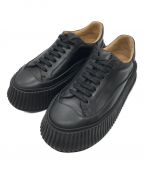 JIL SANDERジルサンダー）の古着「Vulcanized Leather Sneakers」｜ブラック