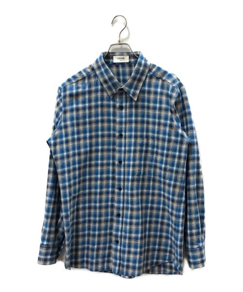 CELINE（セリーヌ）CELINE (セリーヌ) LOOSE SHIRT IN CHECKED ブルー サイズ:Mの古着・服飾アイテム