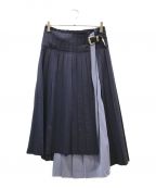 TOGA PULLAトーガ プルラ）の古着「Wool Pleated Skirt」｜ネイビー