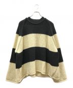 KIDILLキディル）の古着「Border Pullover Knit Insist on British Wool」｜ホワイト×ブラック