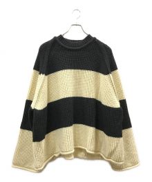 KIDILL（キディル）の古着「Border Pullover Knit Insist on British Wool」｜ホワイト×ブラック