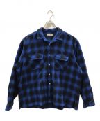 SEDAN ALL-PURPOSEセダンオールパーパス）の古着「Brushed Ombre Plaid Open Collar Shirt」｜ブルー