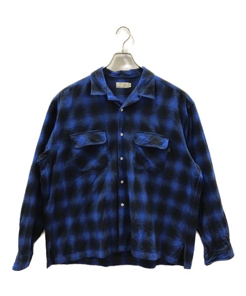 SEDAN ALL-PURPOSE（セダンオールパーパス）SEDAN ALL-PURPOSE (セダンオールパーパス) Brushed Ombre Plaid Open Collar Shirt ブルー サイズ:XLの古着・服飾アイテム