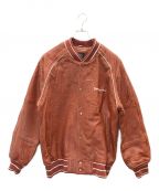 ZARAザラ）の古着「BUFFALO LEATHER STADIUM VARSITY BOMBER Jacket」｜ブラウン