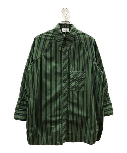 GANNI（ガニー）Ganni (ガニー) Stripe Cotton Shirt グリーン サイズ:1の古着・服飾アイテム