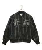 SUPREMEシュプリーム）の古着「19SS Pinstripe Varsity Jacket」｜ブラック