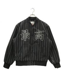 SUPREME（シュプリーム）の古着「19SS Pinstripe Varsity Jacket」｜ブラック