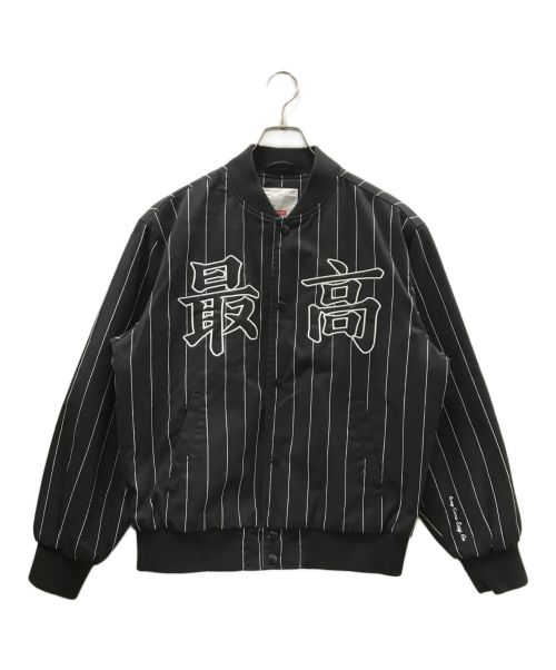 SUPREME（シュプリーム）Supreme (シュプリーム) 19SS Pinstripe Varsity Jacket ブラック サイズ:Sの古着・服飾アイテム