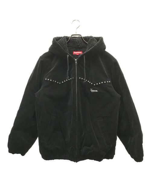 SUPREME（シュプリーム）Supreme (シュプリーム) Studded Velvet Hooded Work Jacket ブラック サイズ:Sの古着・服飾アイテム