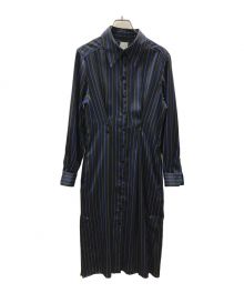 PAUL SMITH（ポールスミス）の古着「"Painted Stripe" ボタン ワンピース」｜ブラック