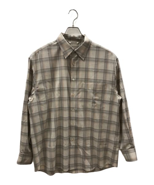 AURALEE（オーラリー）AURALEE (オーラリー) SUPER LIGHT WOOL CHECK SHIRTS ブラウン サイズ:4の古着・服飾アイテム