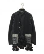 COMME des GARCONS HOMME PLUSコムデギャルソンオムプリュス）の古着「ニット切替 シャツ ジャケット」｜ブラック