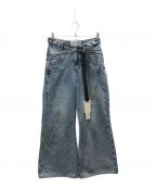 FenG CHen WANGフェンチェンワン）の古着「CROSS WAISTBAND STRAIGHT LEG JEANS」｜ブルー