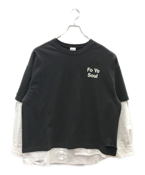 Stand Alone（スタンドアローン）Stand Alone (スタンドアローン) LAYERED SHIRT Tシャツ ホワイト×ブラック サイズ:FREEの古着・服飾アイテム