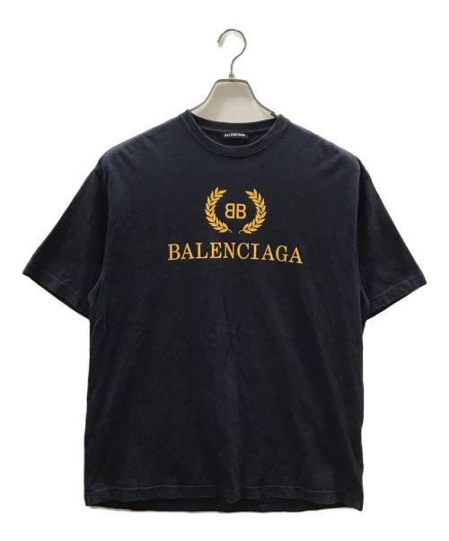 BALENCIAGA（バレンシアガ）BALENCIAGA (バレンシアガ) 18AW BBロゴプリント オーバーサイズTシャツ ネイビー サイズ:Sの古着・服飾アイテム