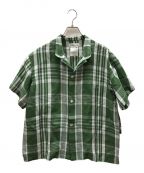 YOHJI YAMAMOTOヨウジヤマモト）の古着「バックデザインオープンカラーチェックシャツ」｜グリーン