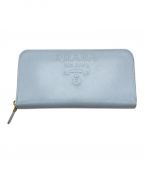 PRADAプラダ）の古着「SAFFIANO EMBOSS ROUND ZIP WALLET」｜ブルー