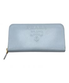 PRADA（プラダ）の古着「SAFFIANO EMBOSS ROUND ZIP WALLET」｜ブルー