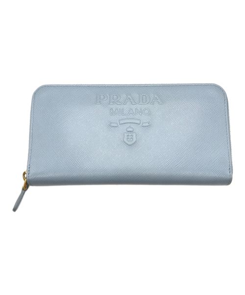 PRADA（プラダ）PRADA (プラダ) SAFFIANO EMBOSS ROUND ZIP WALLET ブルー サイズ:下記参照の古着・服飾アイテム