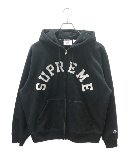 SUPREME（シュプリーム）Supreme (シュプリーム) Champion (チャンピオン) Zip Up Hooded Sweatshirt ブラック サイズ:Mの古着・服飾アイテム