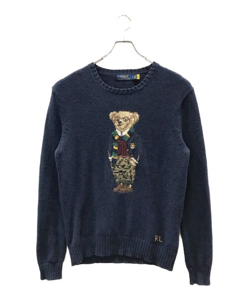 POLO RALPH LAUREN（ポロ・ラルフローレン）POLO RALPH LAUREN (ポロ・ラルフローレン) トラッドポロベアコットンリネンニット ネイビー サイズ:Sの古着・服飾アイテム