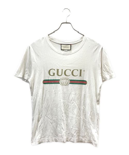 GUCCI（グッチ）GUCCI (グッチ) ロゴ ウォッシュドオーバーサイズ Tシャツ ホワイト サイズ:Sの古着・服飾アイテム