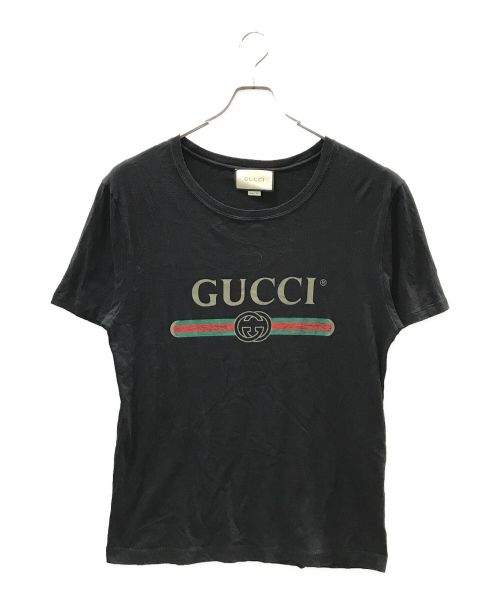 GUCCI（グッチ）GUCCI (グッチ) ロゴウォッシュドオーバーサイズTシャツ ブラック サイズ:Mの古着・服飾アイテム