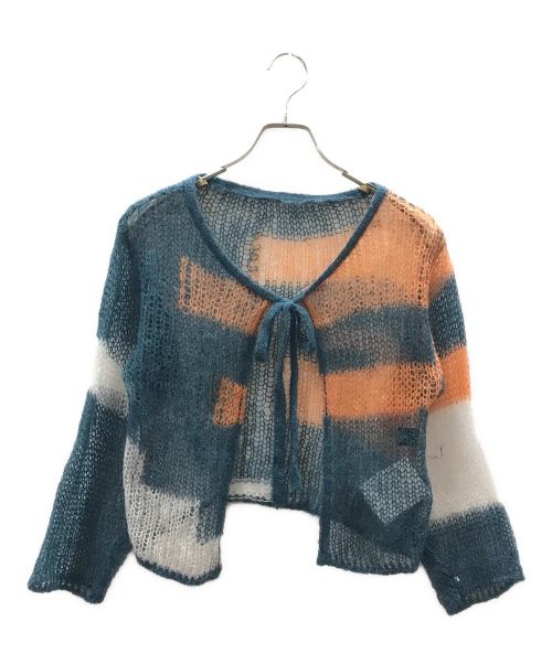 soduk（スドーク）soduk (スドーク) patchwork knit cardigan ブルー サイズ:FREEの古着・服飾アイテム