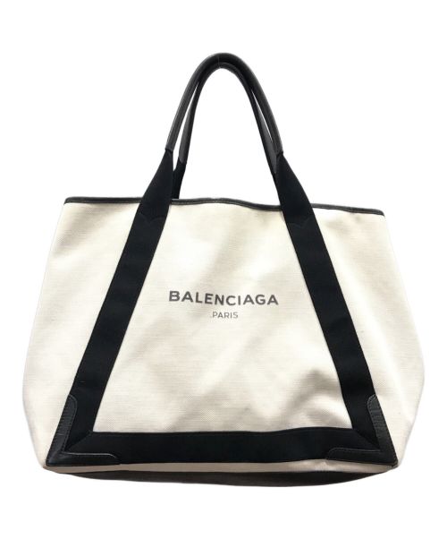 BALENCIAGA（バレンシアガ）BALENCIAGA (バレンシアガ) ネイビーカバストートバックM アイボリー サイズ:Mの古着・服飾アイテム