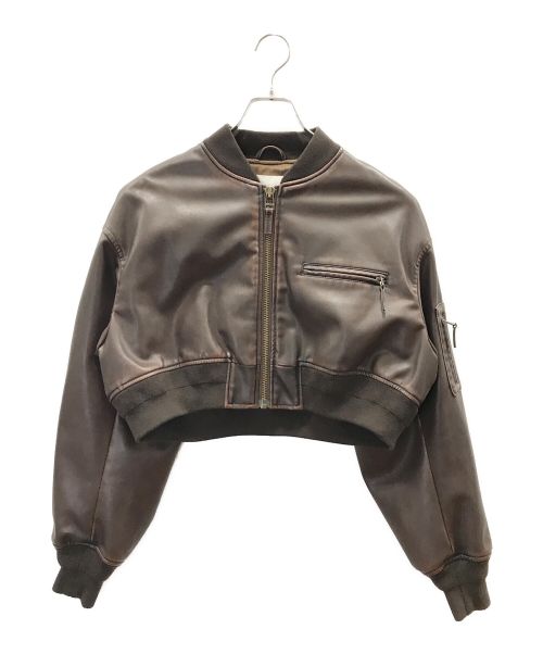 SLY（スライ）SLY (スライ) VINTAGE F／LEATHER CROP ブラウン サイズ:1の古着・服飾アイテム