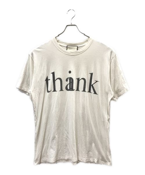 GUCCI（グッチ）GUCCI (グッチ) THINK THANK ロゴTシャツ アイボリー サイズ:Sの古着・服飾アイテム