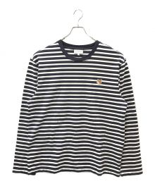 maison kitsune（メゾンキツネ）の古着「フォックスロゴ マリンボーダー ロンT」｜ネイビー