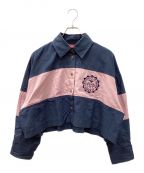 Vivienne Westwood RED LABELヴィヴィアンウエストウッドレッドレーベル）の古着「コットンビッグストライプクロップドシャツ」｜ネイビー