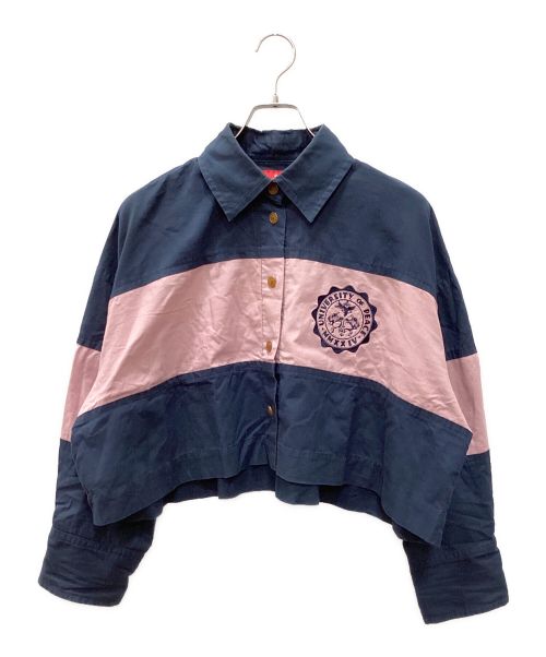 Vivienne Westwood RED LABEL（ヴィヴィアンウエストウッドレッドレーベル）Vivienne Westwood RED LABEL (ヴィヴィアンウエストウッドレッドレーベル) コットンビッグストライプクロップドシャツ ネイビー サイズ:FREEの古着・服飾アイテム