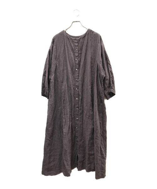 nest Robe（ネストローブ）nest Robe (ネストローブ) リネン バックギャザー 2Way ワンピース ブラウン サイズ:FREEの古着・服飾アイテム