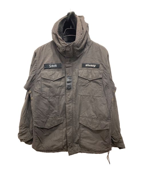 Schott（ショット）Schott (ショット) stussy (ステューシー) ミリタリージャケット／中綿ジャケット グレー サイズ:XLの古着・服飾アイテム