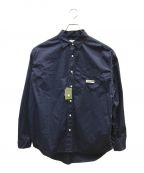 CAHLUMNカウラム）の古着「Magazine Pocket Chain Stitch Shirt」｜ネイビー