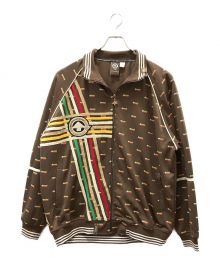 LRG（エルアールジー）の古着「Artistic Total Pattern asymmetry Line Design Track Jacket」｜ブラウン