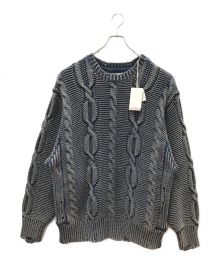 KAMIYA（カミヤ）の古着「Breached Cable Knit Sweater」｜ネイビー