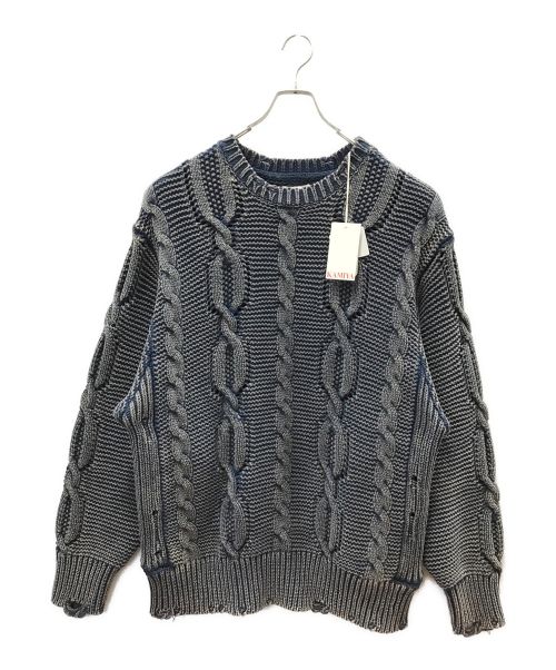 KAMIYA（カミヤ）KAMIYA (カミヤ) Breached Cable Knit Sweater ネイビー サイズ:M 未使用品の古着・服飾アイテム